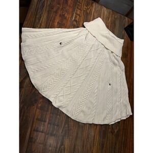 WHBM White House Black Market Cream Fisherman Knit Wool Sweater‎ Shawl Small